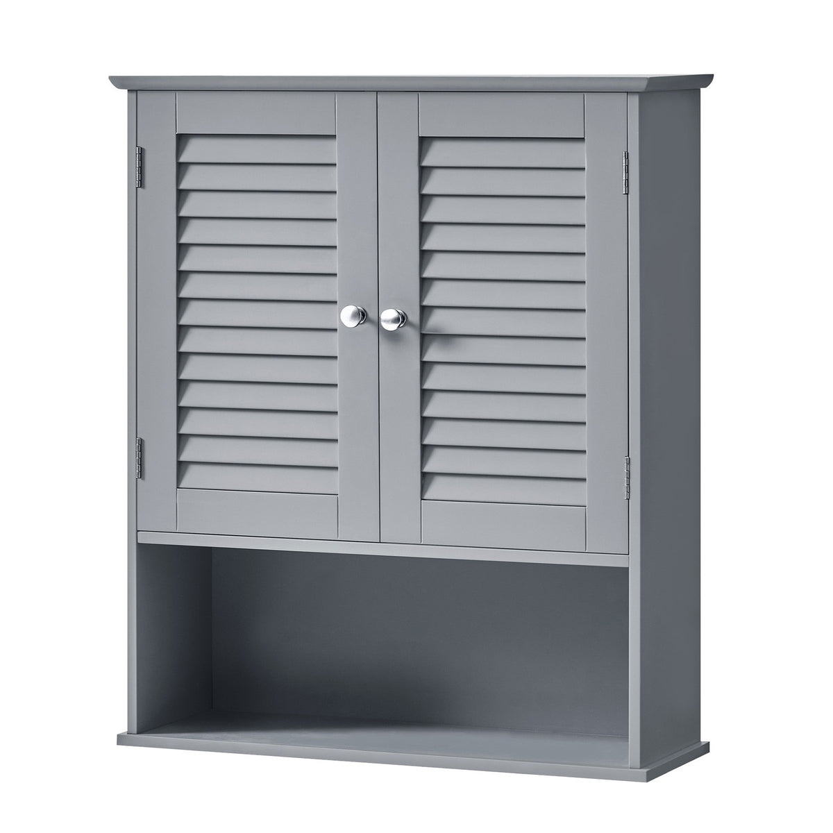 Hangende Badkamerkast met Dubbele Deur en Open Vak, 60 x 20 x 70 cm