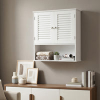 Hangende Badkamerkast met Dubbele Deur en Open Vak, 60 x 20 x 70 cm