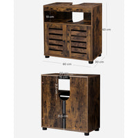 Vintage Bruine Wastafelonderkast met 2 Lamellendeuren en Open Vak, 60 x 30 x 63 cm