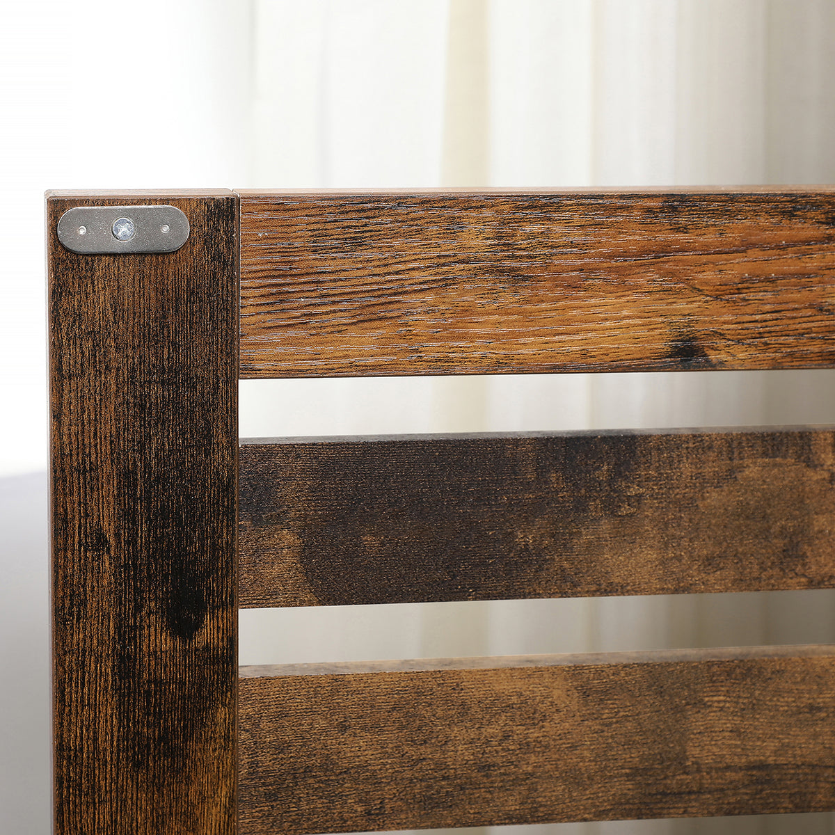 Vintage Bruine Wastafelonderkast met 2 Lamellendeuren en Open Vak, 60 x 30 x 63 cm