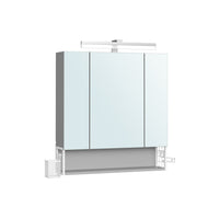 Spiegelkast met Stopcontacten, Föhnhouder en 3 Deuren, 16,5 x 70 x 75 cm