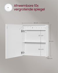 Spiegelkast met Led-verlichting, Stopcontacten en Vergrotende Spiegel