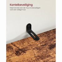 Hoge Badkamerkast in Vintage Bruin met 3 Open Vakken, 40 x 30 x 167 cm