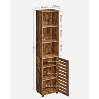 Hoge Badkamerkast in Vintage Bruin met 3 Open Vakken, 40 x 30 x 167 cm