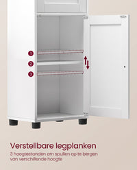 Hoge Badkamerkast met Glazen Deur, Lade en Open Vak
