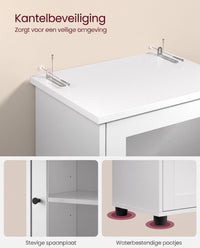 Hoge Badkamerkast met Glazen Deur, Lade en Open Vak