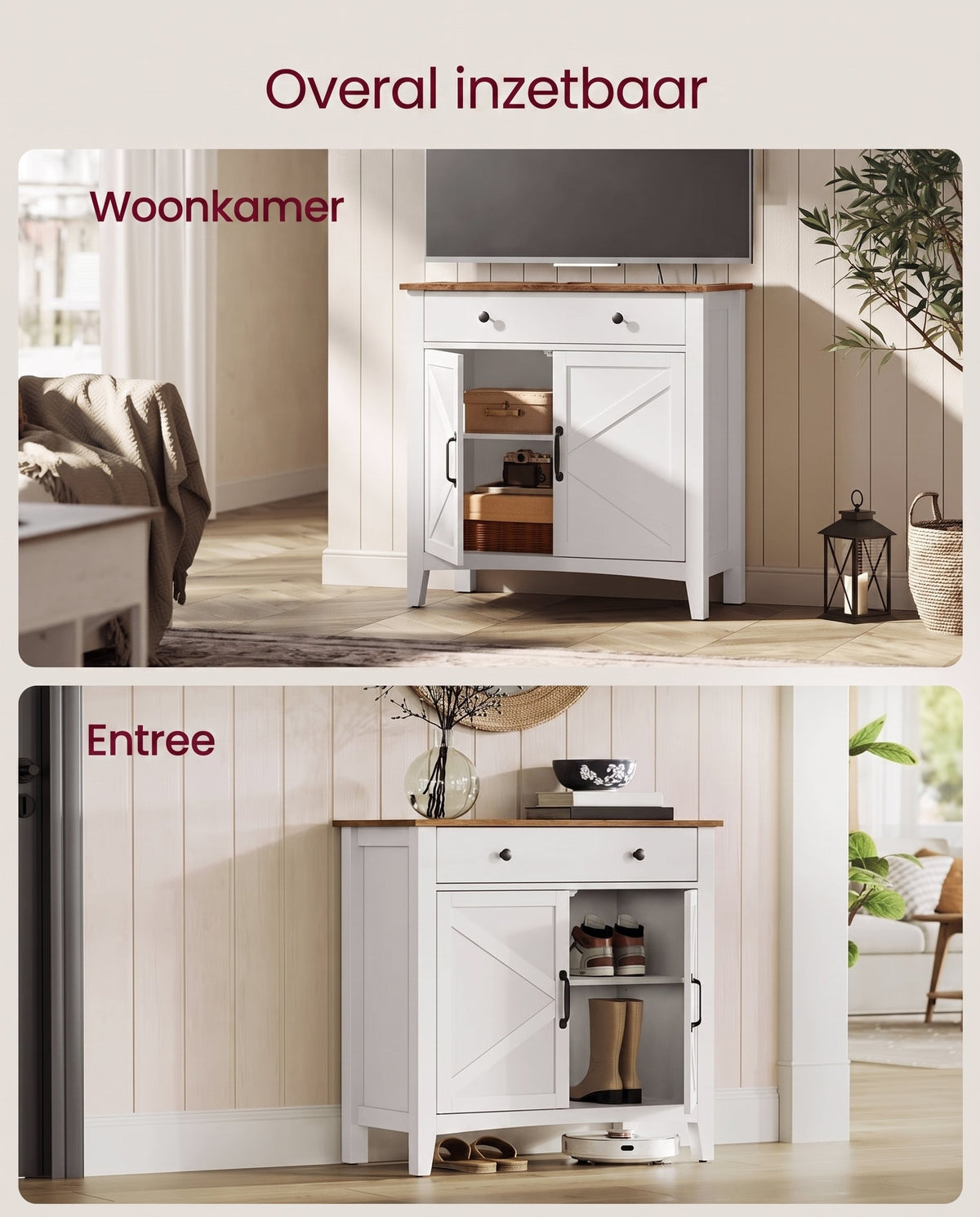 Dressoir met Schuifdeuren, Lade en Verstelbare Plank, 80 x 80 cm