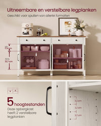 Dressoir met Schuifdeuren, Lade en Verstelbare Plank, 80 x 80 cm