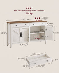 Dressoir met Schuifdeuren, Lade en Verstelbare Plank, 80 x 80 cm