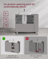 Wastafelonderkast met 2 Lades en Open Vakken aan de Zijkant, 30 x 80 x 64 cm