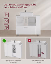 Wastafelonderkast met 2 Lades en Open Vakken aan de Zijkant, 30 x 80 x 64 cm