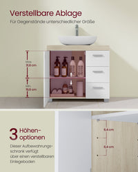 Wastafelonderkast met 3 Lades en Poten, 30 x 70 x 64 cm
