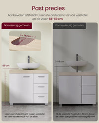 Wastafelonderkast met 3 Lades en Poten, 30 x 70 x 64 cm