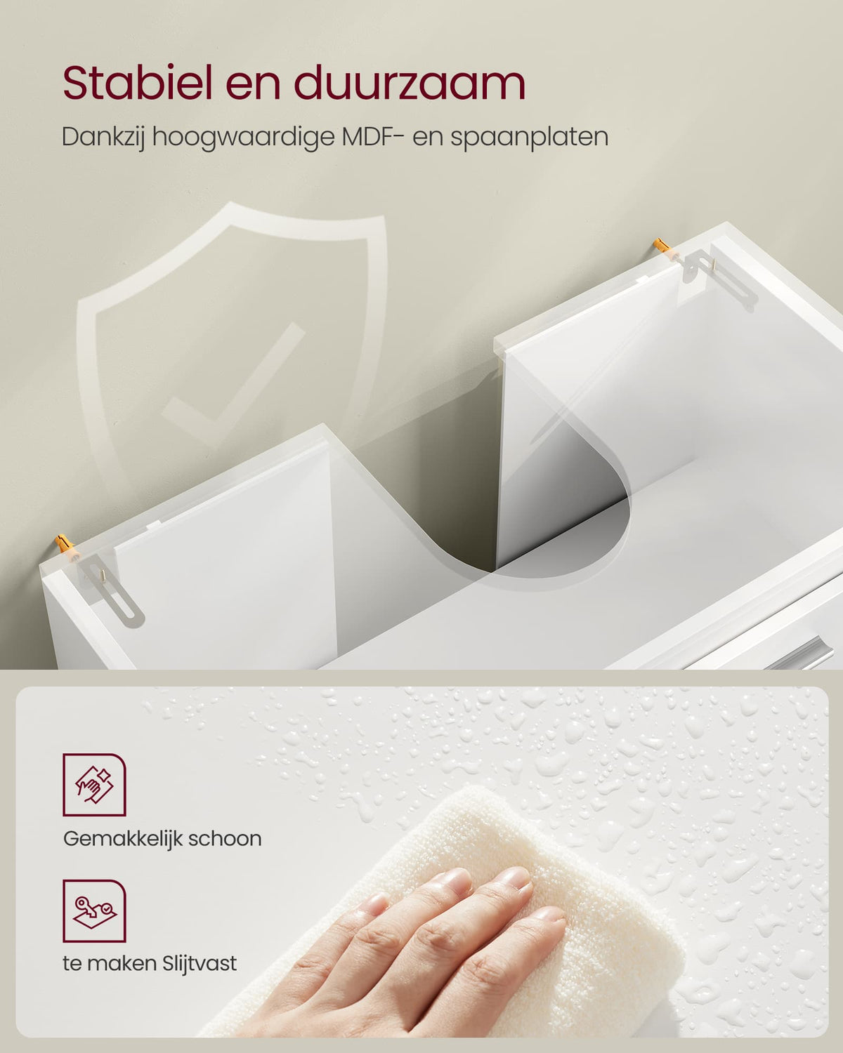 Badkamerkast op Poten voor Wastafel zonder Voetstuk, 30 x 60 x 60 cm