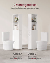 Hoge Smalle Badkamerkast met 2 Lades en Verstelbare Plank, 40 x 18 x 134,4 cm