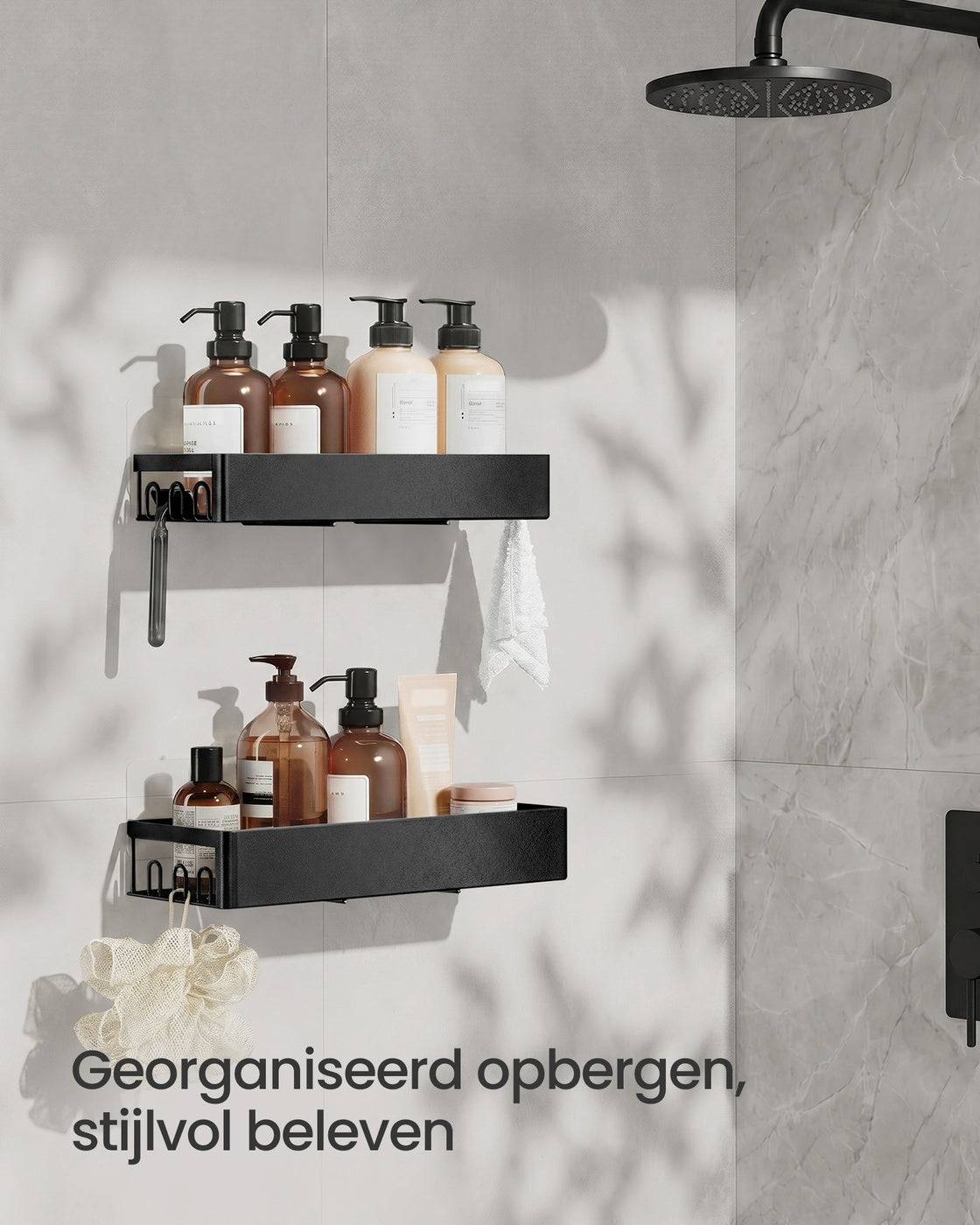 Zelfklevende Doucheplank zonder Boren, Set van 2, 31,5 x 12,5 x 5 cm