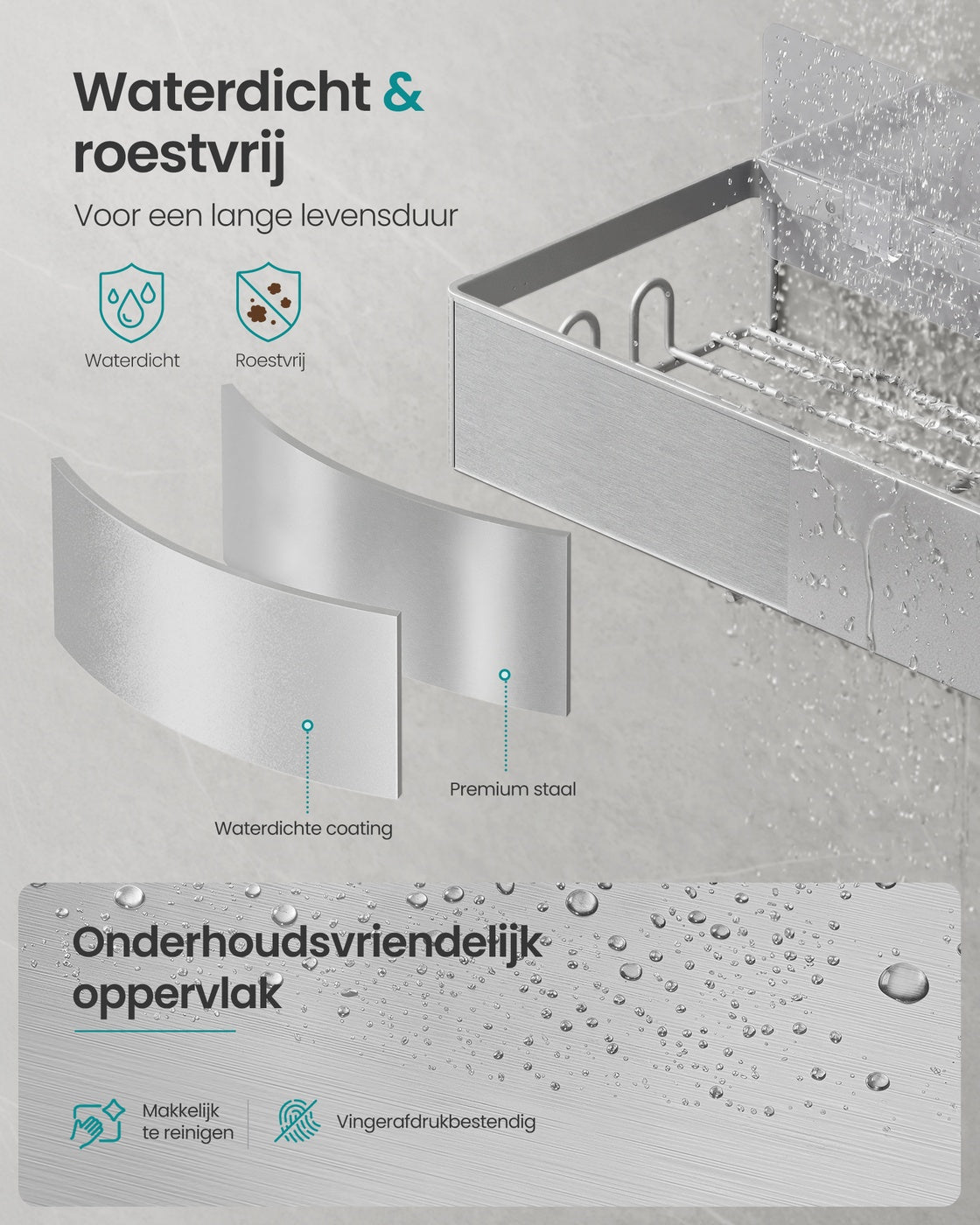 Zelfklevende Doucheplank zonder Boren, Set van 2, 31,5 x 12,5 x 5 cm