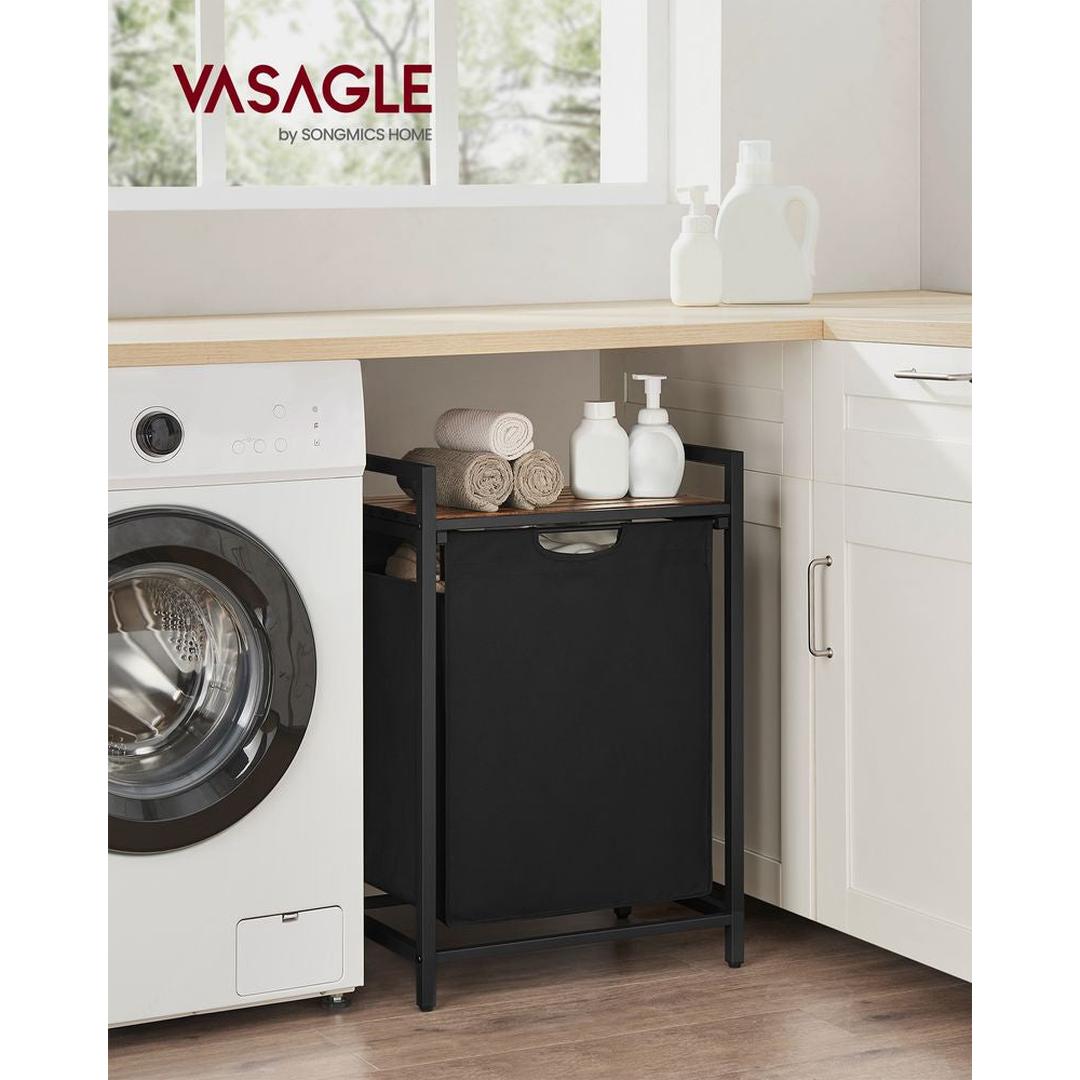 Wasmand met 2 Uittrekbare Waszakken en Opbergblad Van Staal