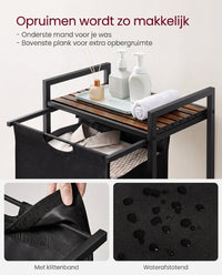 Wasmand met 2 Uittrekbare Waszakken en Opbergplank