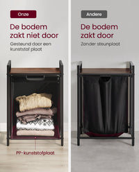 Wasmand met 2 Uittrekbare Waszakken en Opbergplank