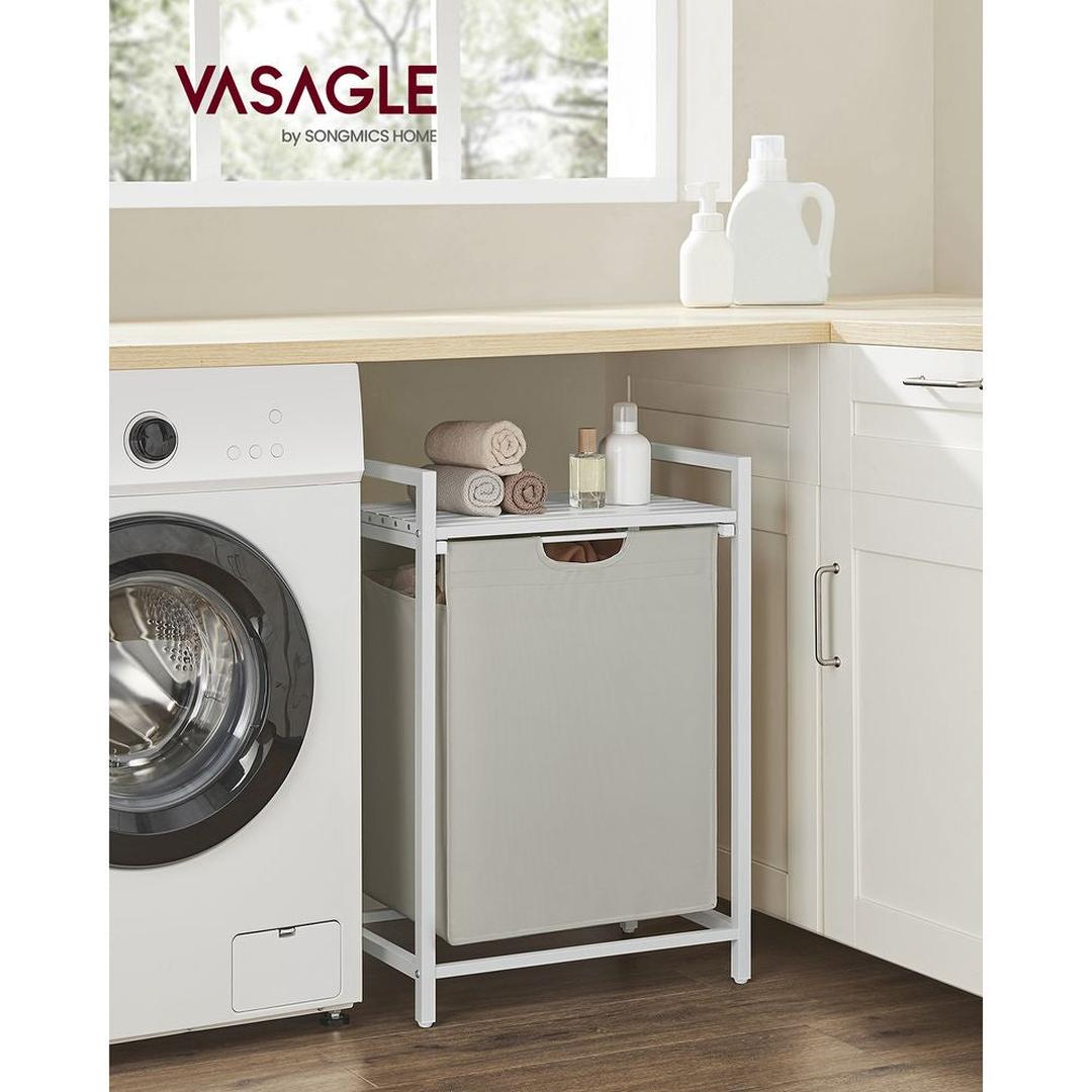 Wasmand met 2 Uittrekbare Waszakken en Opbergblad Van Staal