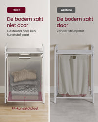 Wasmand met 2 Uittrekbare Waszakken en Opbergplank