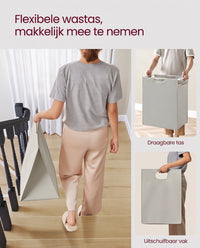 Wasmand met 2 Uittrekbare Waszakken en Opbergplank