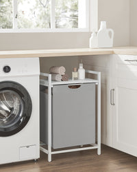 Wasmand met 2 Uittrekbare Waszakken en Opbergplank