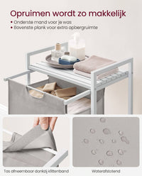 Wasmand met 2 Uittrekbare Waszakken en Opbergplank
