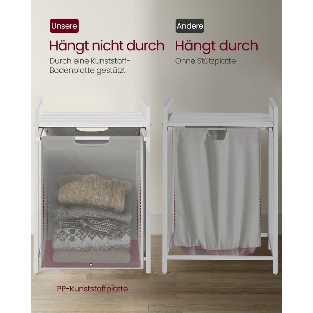 Wasmand met 2 Uittrekbare Waszakken en Opbergblad Van Staal