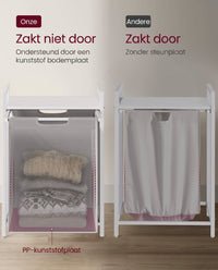 Wasmand met 2 Uittrekbare Waszakken en Opbergplank