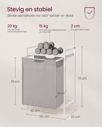 Wasmand met 2 Uittrekbare Waszakken en Opbergplank