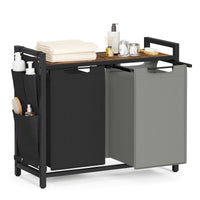 Wasmand met 2 Uittrekbare Waszakken en Opbergplank