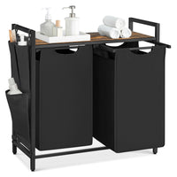 Wasmand met 2 Uittrekbare Waszakken en Opbergplank