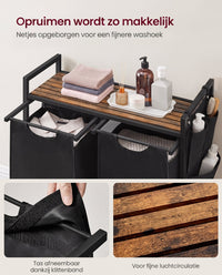 Wasmand met 2 Uittrekbare Waszakken en Opbergplank