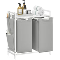 Wasmand met 2 Uittrekbare Waszakken en Opbergplank