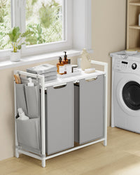 Wasmand met 2 Uittrekbare Waszakken en Opbergplank