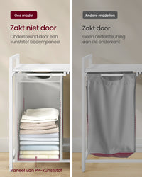 Wasmand met 2 Uittrekbare Waszakken en Opbergplank