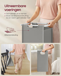 Wasmand met 2 Uittrekbare Waszakken en Opbergplank