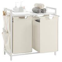 Wasmand met 2 Uittrekbare Waszakken en Opbergplank