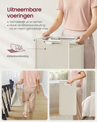 Wasmand met 2 Uittrekbare Waszakken en Opbergplank