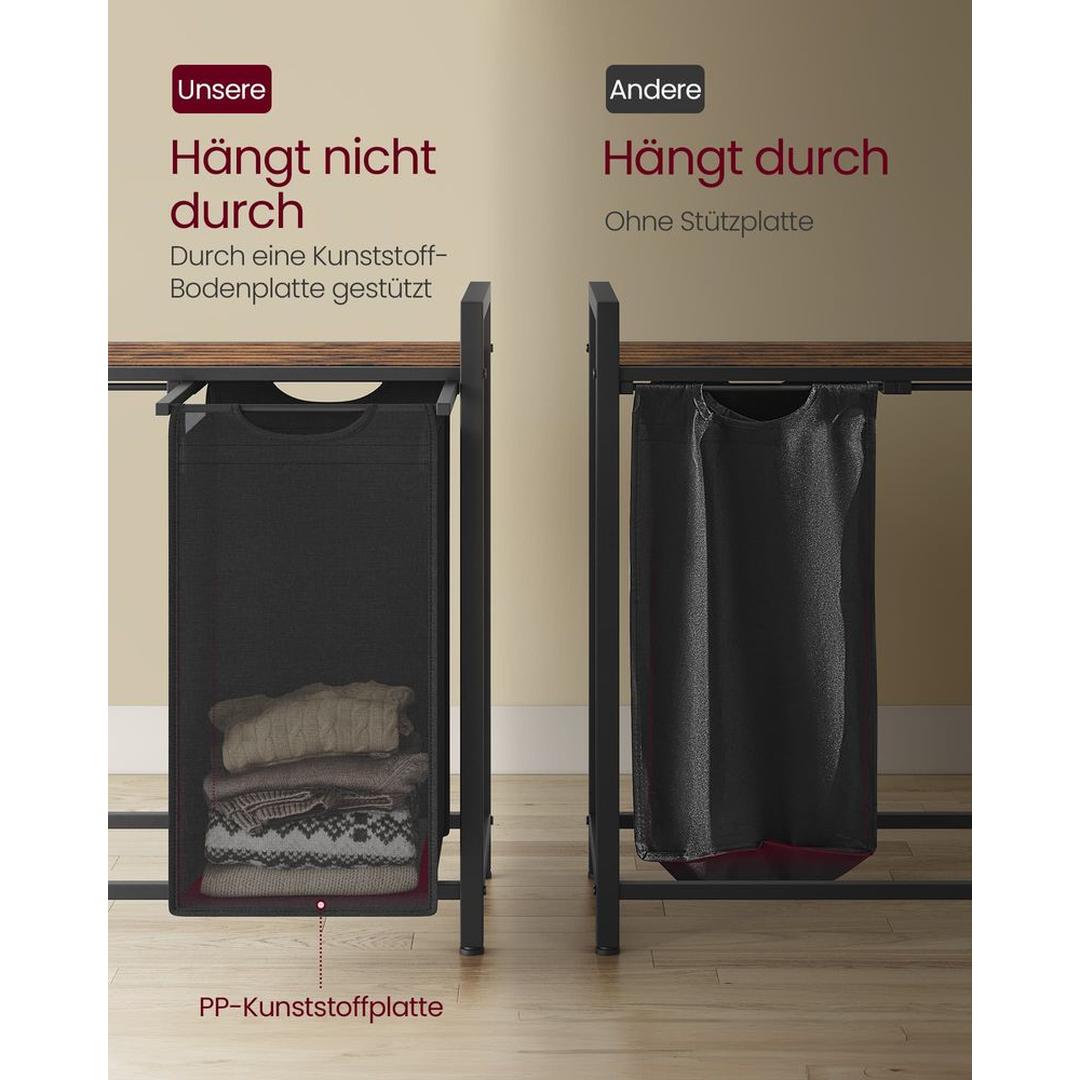 Wasmand met 2 Uittrekbare Waszakken en Opbergblad Van Staal
