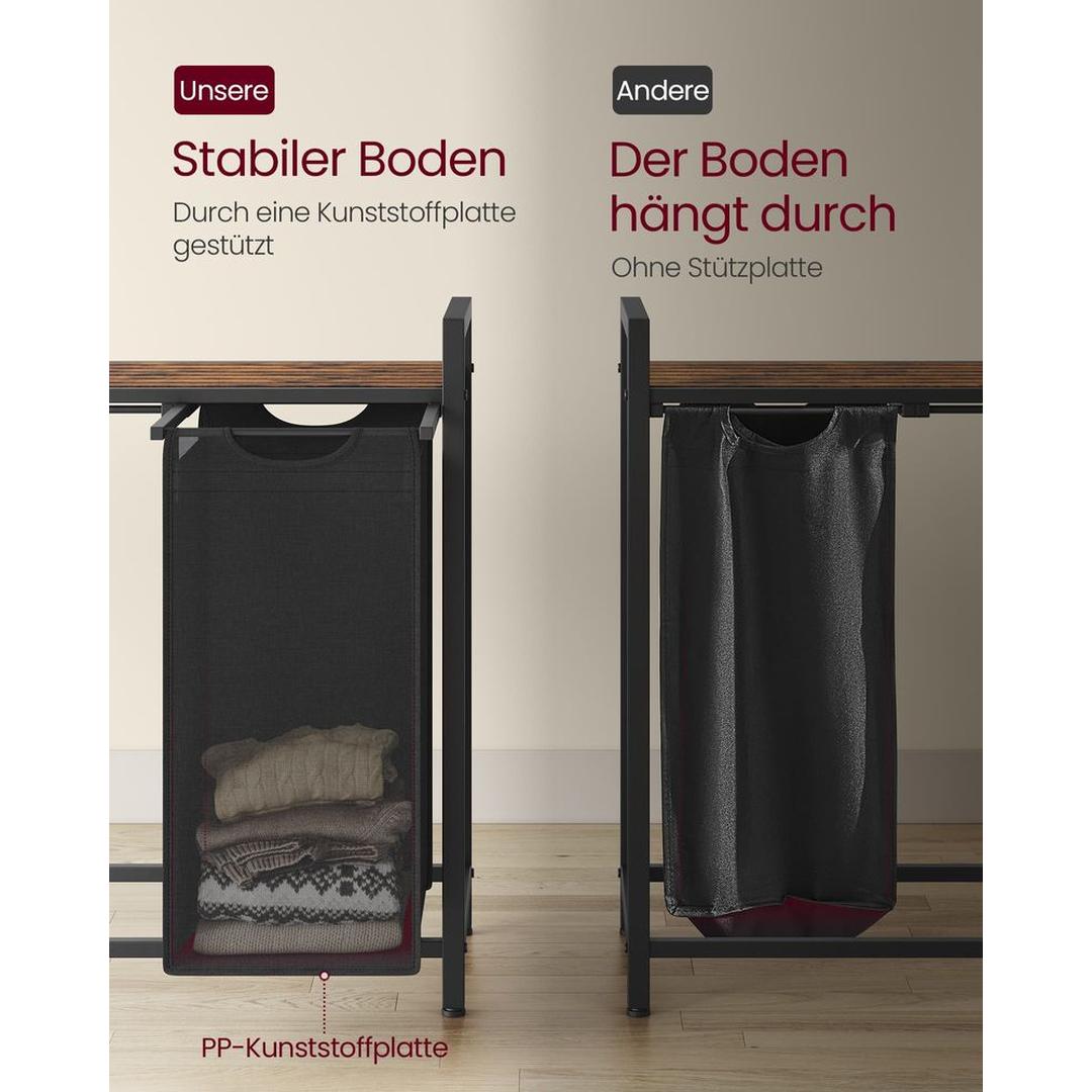 Wasmand met 2 Uittrekbare Waszakken en Opbergblad Van Staal
