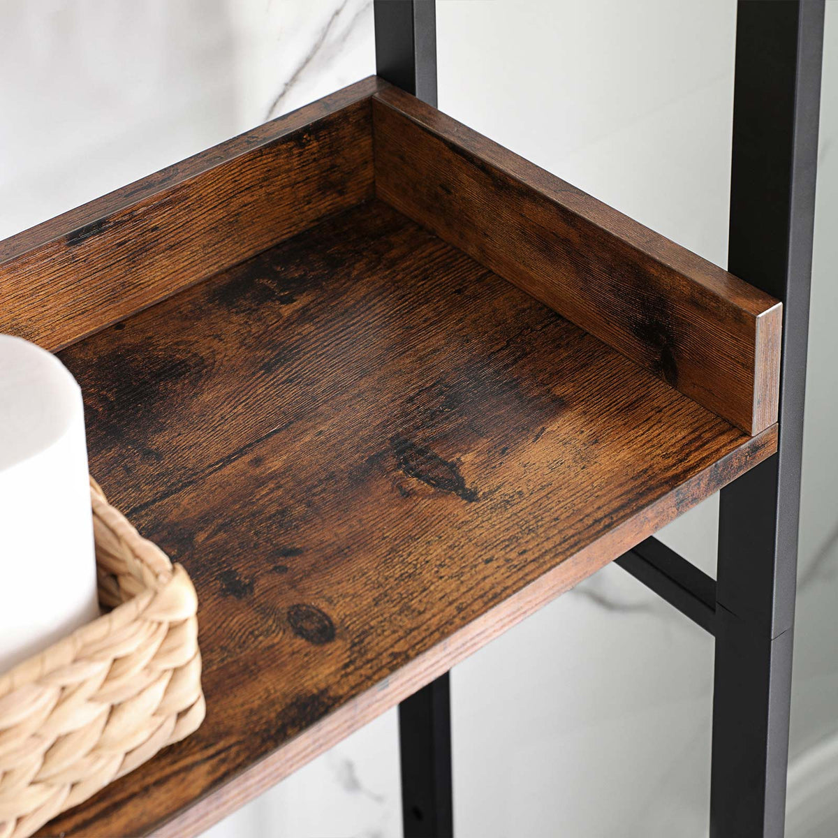Toiletplank met 3 Open Planken en Stalen Frame