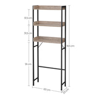 Toiletplank met 3 Open Planken en Stalen Frame