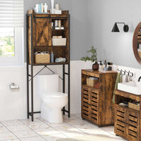 Toiletplank met Kast en 3 Open Vakken, 64 x 24 x 171 cm