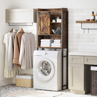 Toiletplank met Kast en 3 Open Vakken, 64 x 24 x 171 cm
