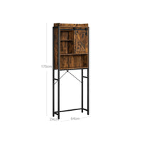 Toiletplank met Kast en 3 Open Vakken, 64 x 24 x 171 cm