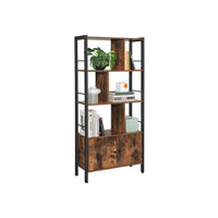 Boekenkast met 4 Open Planken en Stalen Frame in Industrieel Design