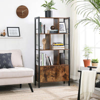 Boekenkast met 4 Open Planken en Stalen Frame in Industrieel Design